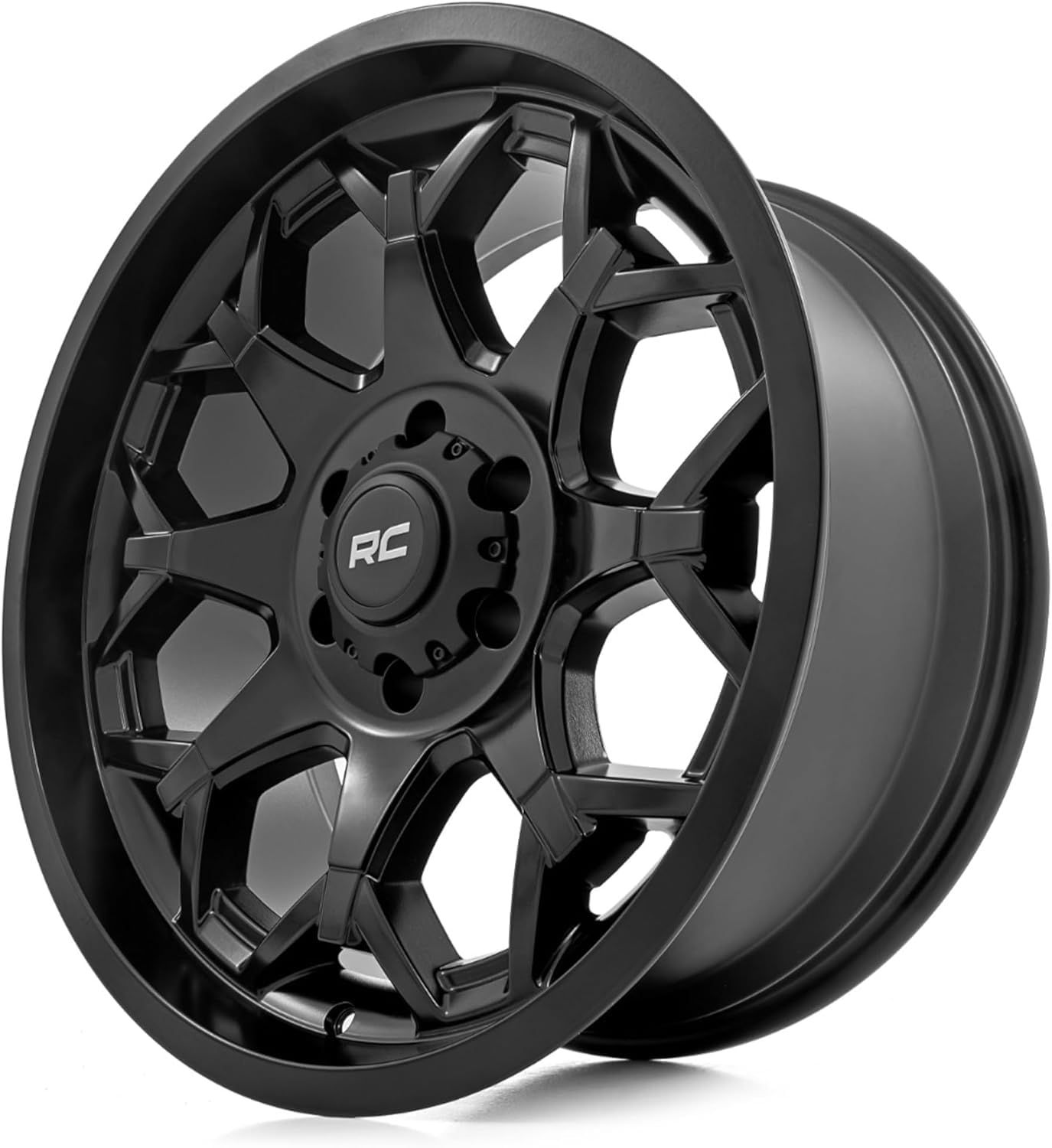 20x10 Rough Country Series 80 Wheel - 5x5.0" Bolt Pattern, 19mm Offset, One-Piece Aluminum, Semi-Gloss Black Off-Road Rim for Jeeps, Trucks, SUV