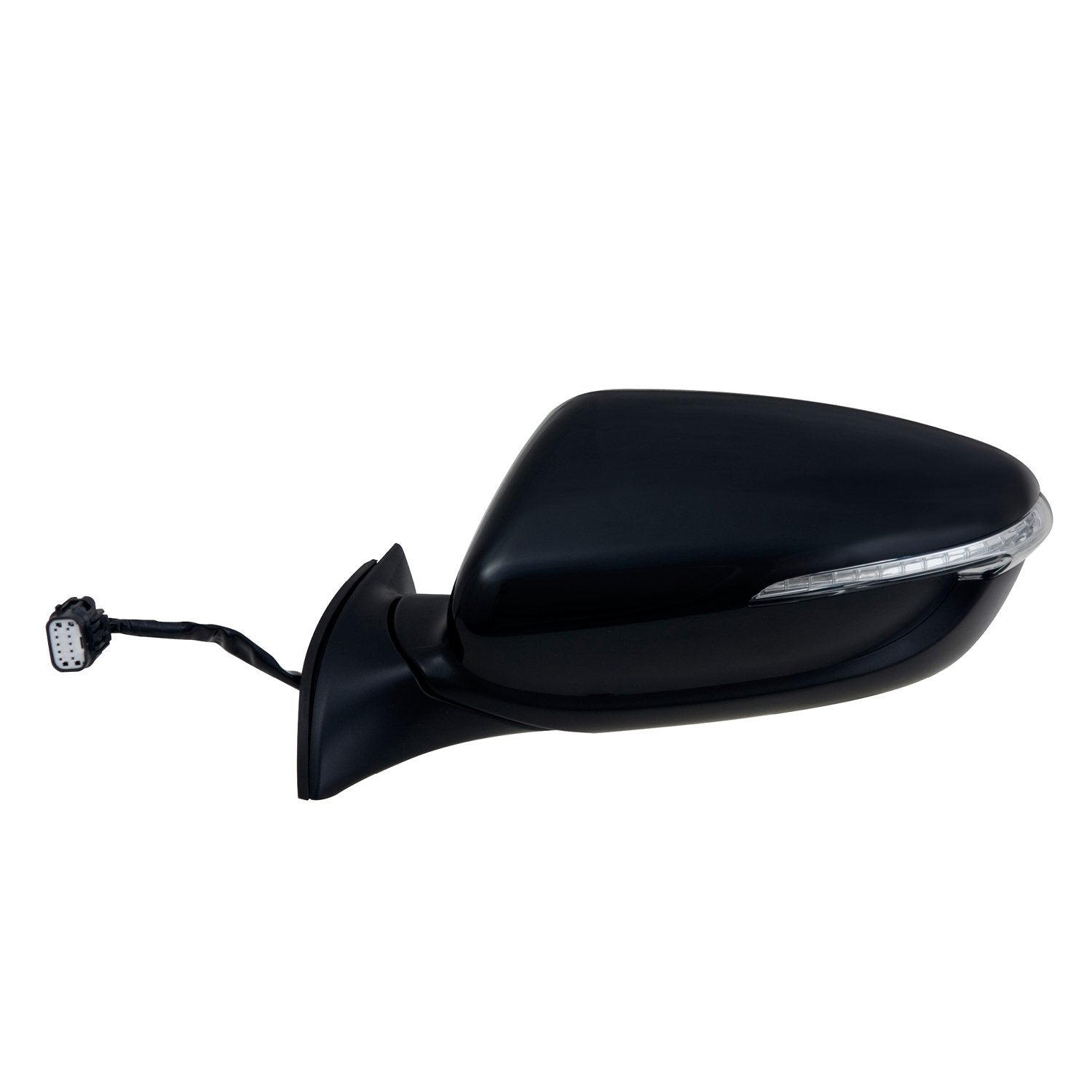 Driver Side Fit Mirror for Kia Forte Sedan, Forte 5 Hatchback, Textured Black w/PTM Cover, w/Turn Signal, Puddle lamp, Power Folding, Heated Power