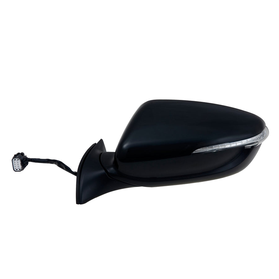 Driver Side Fit Mirror for Kia Forte Sedan, Forte 5 Hatchback, Textured Black w/PTM Cover, w/Turn Signal, Puddle lamp, Power Folding, Heated Power