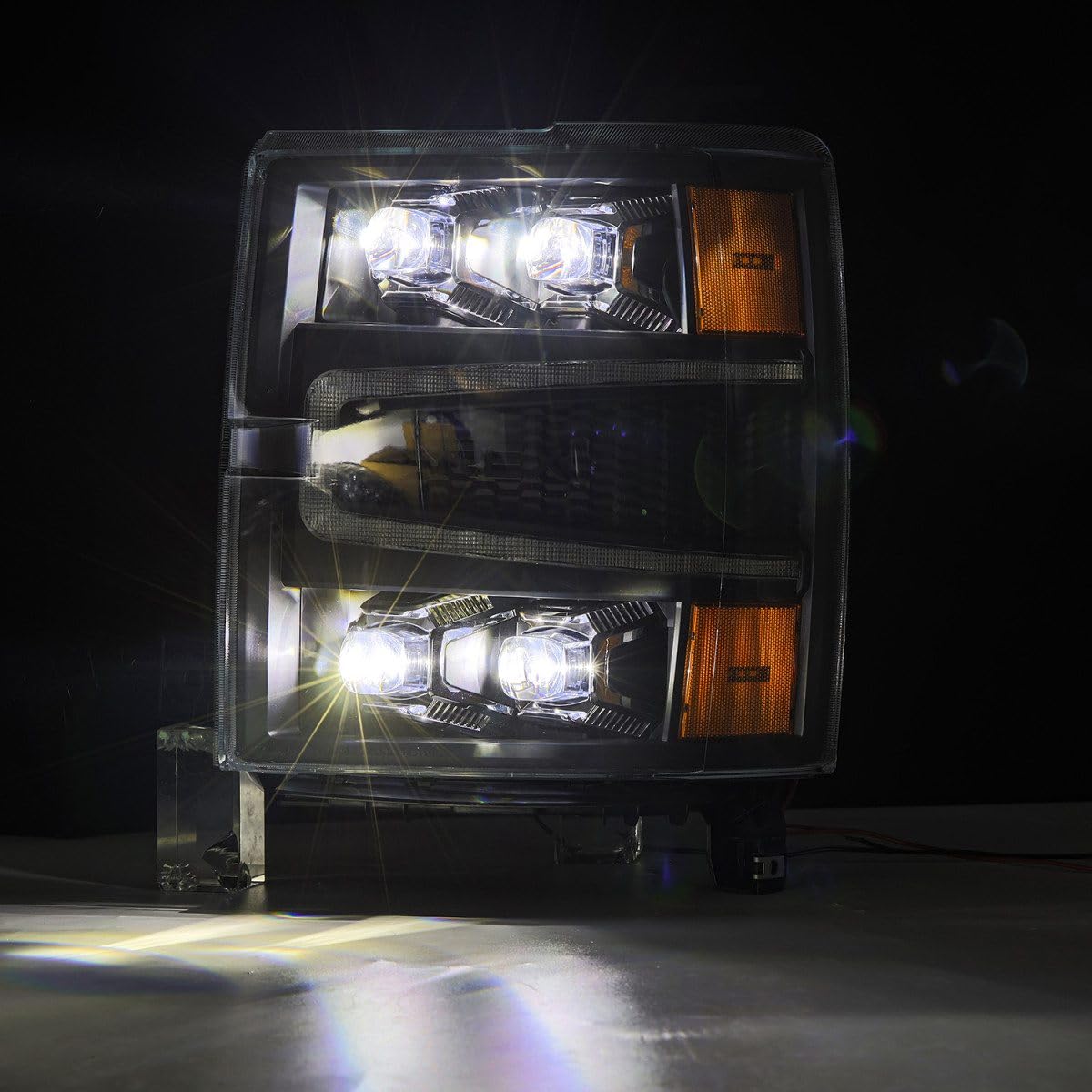 NOVA-Series AlphaRex 04-15 Chevy 1500HD LED Proj Headlights Black w/Activ Light/Seq Signal & SB DRL
