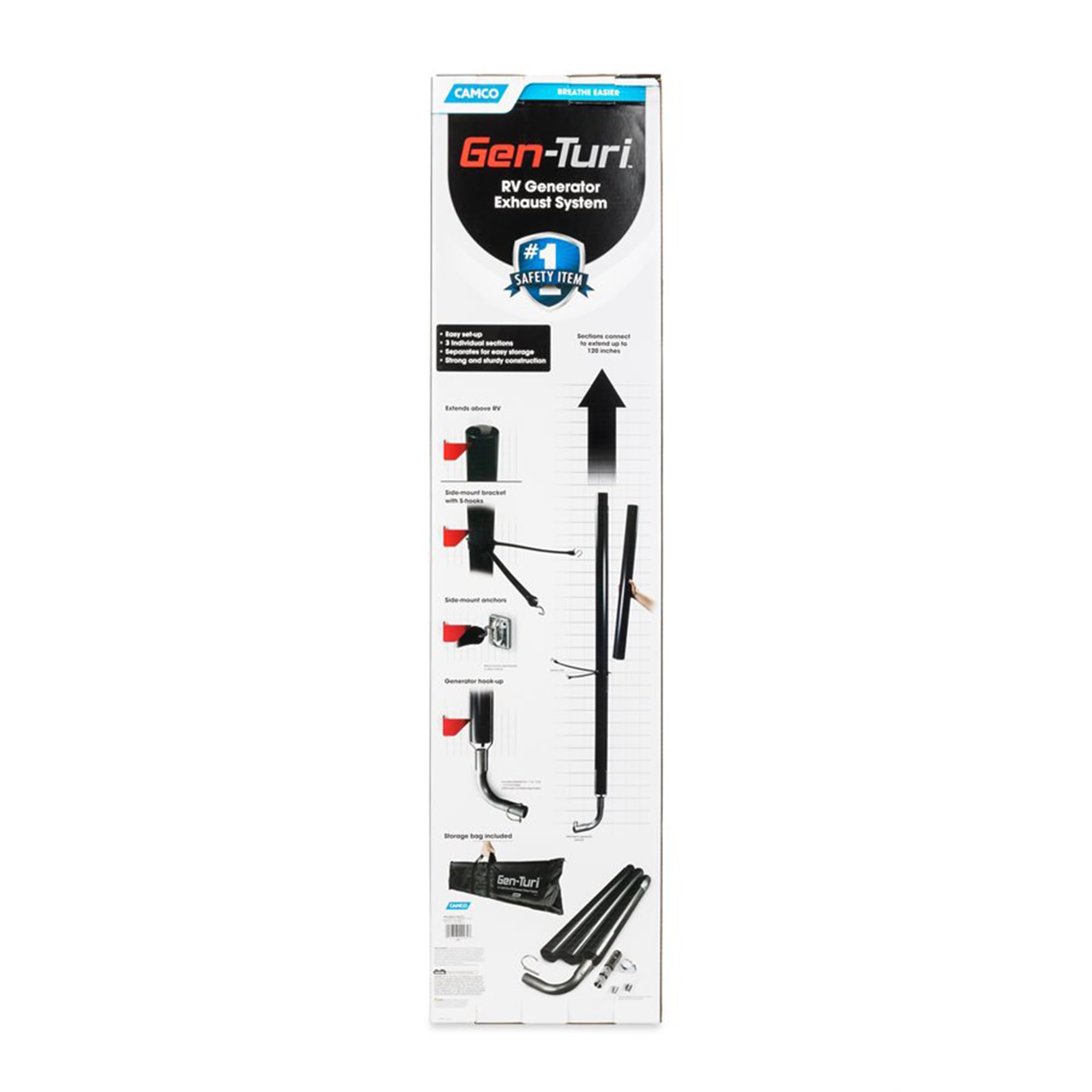 Camco Gen-Turi Exhaust Venting System RV Generator - Directs Generator Exhaust Above The Roof Line for Improved Air Quality While Camping - Designed for Easy Install and Disconnection (44461)