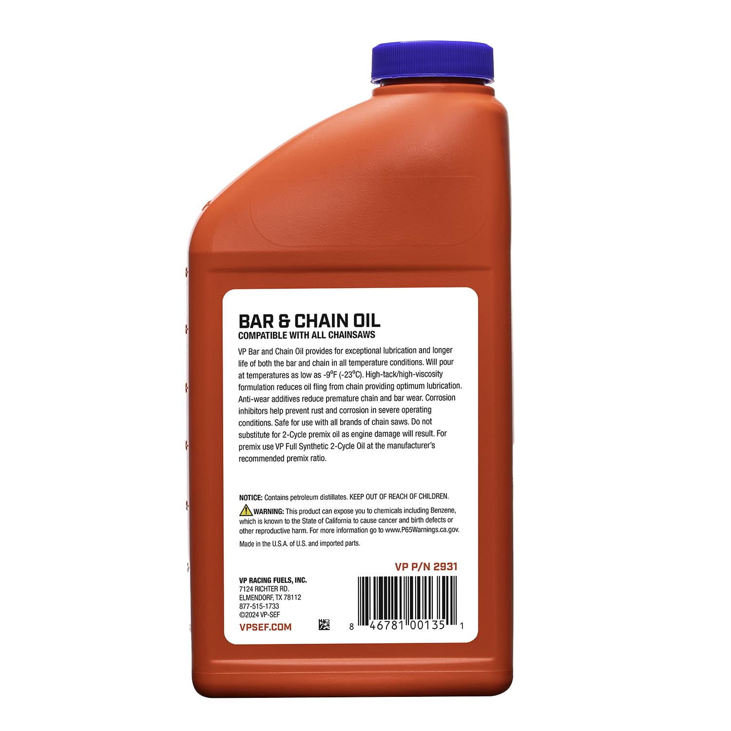 Bar and Chain Oil VP Racing 2931, 1 Quart