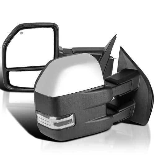 Spec-D Tuning Sequential Heated Power LED Chrome Tow Mirrors 8Pin & 22Pin Compatible with 2015-2017 Ford F150