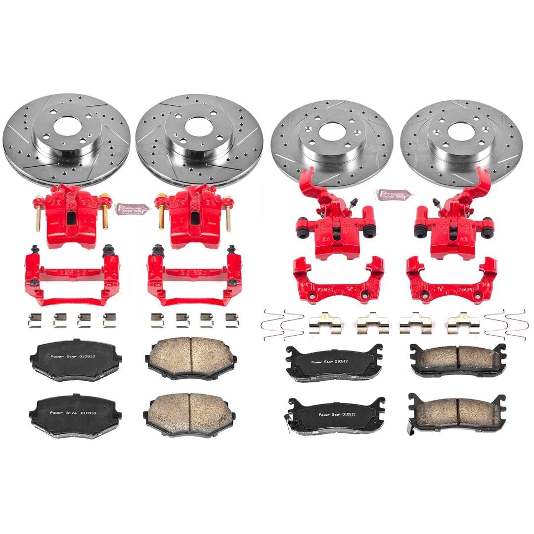 Power Stop Z23 Evolution Sport Brake Kit KC794 with Powder Coated Calipers (Brake Pads, Drilled/Slotted Rotors) For Mazda Miata 1994-1997, Mazda Miata 1999-2005 [Model Specific]