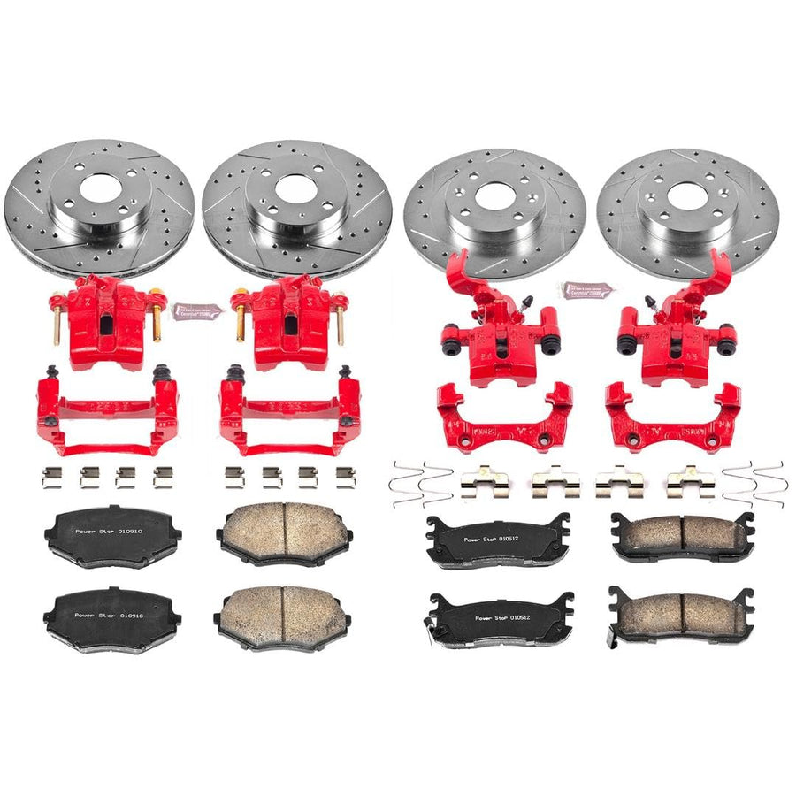 Power Stop Z23 Evolution Sport Brake Kit KC794 with Powder Coated Calipers (Brake Pads, Drilled/Slotted Rotors) For Mazda Miata 1994-1997, Mazda Miata 1999-2005 [Model Specific]