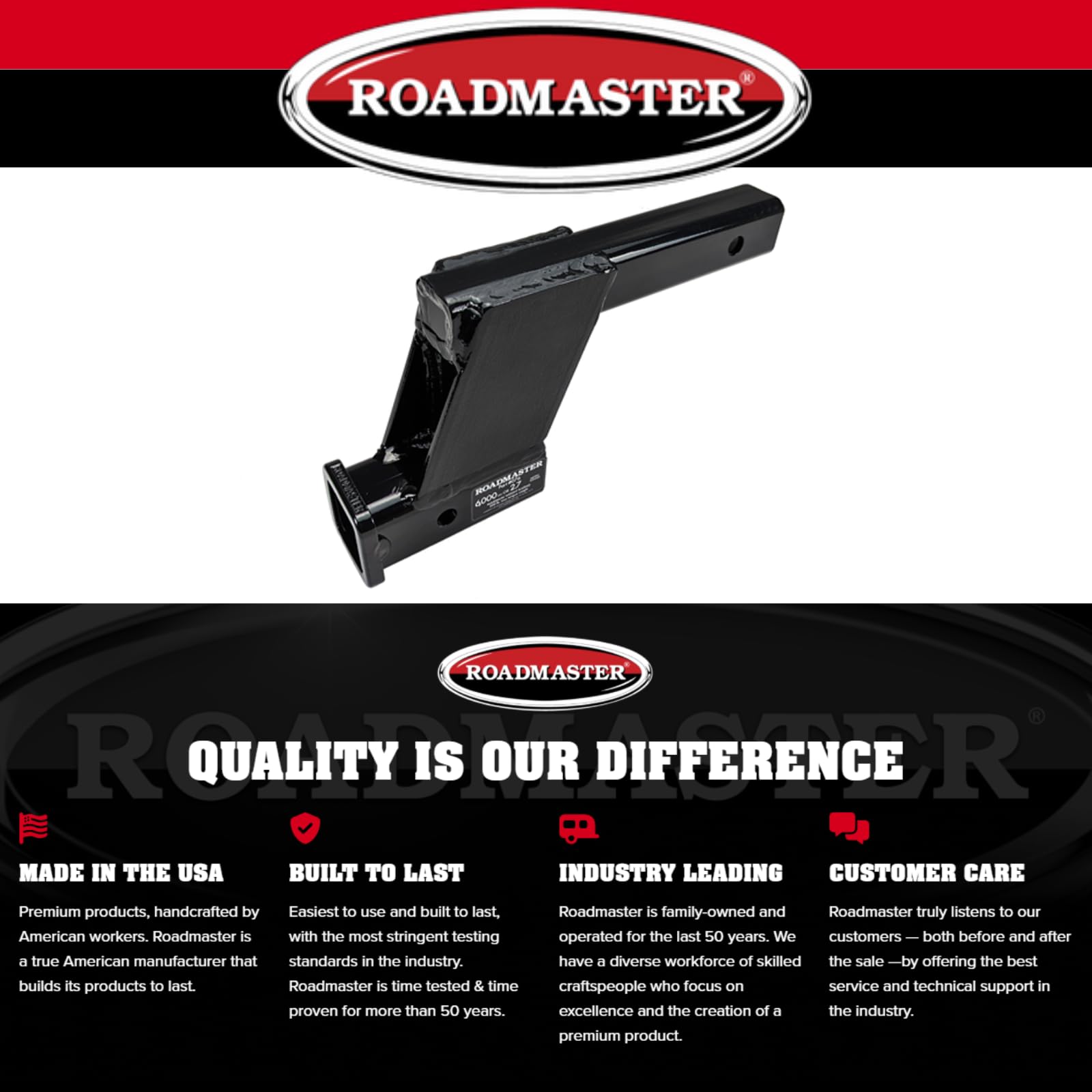 Roadmaster Hi-Low Receiver Hitch 076 with 6" Offset fits 2" Receiver Hitch | 6000 lbs Towing Capacity | 200 lbs Max Tongue Weight | Durable Powder Coat Finish | Made in The USA