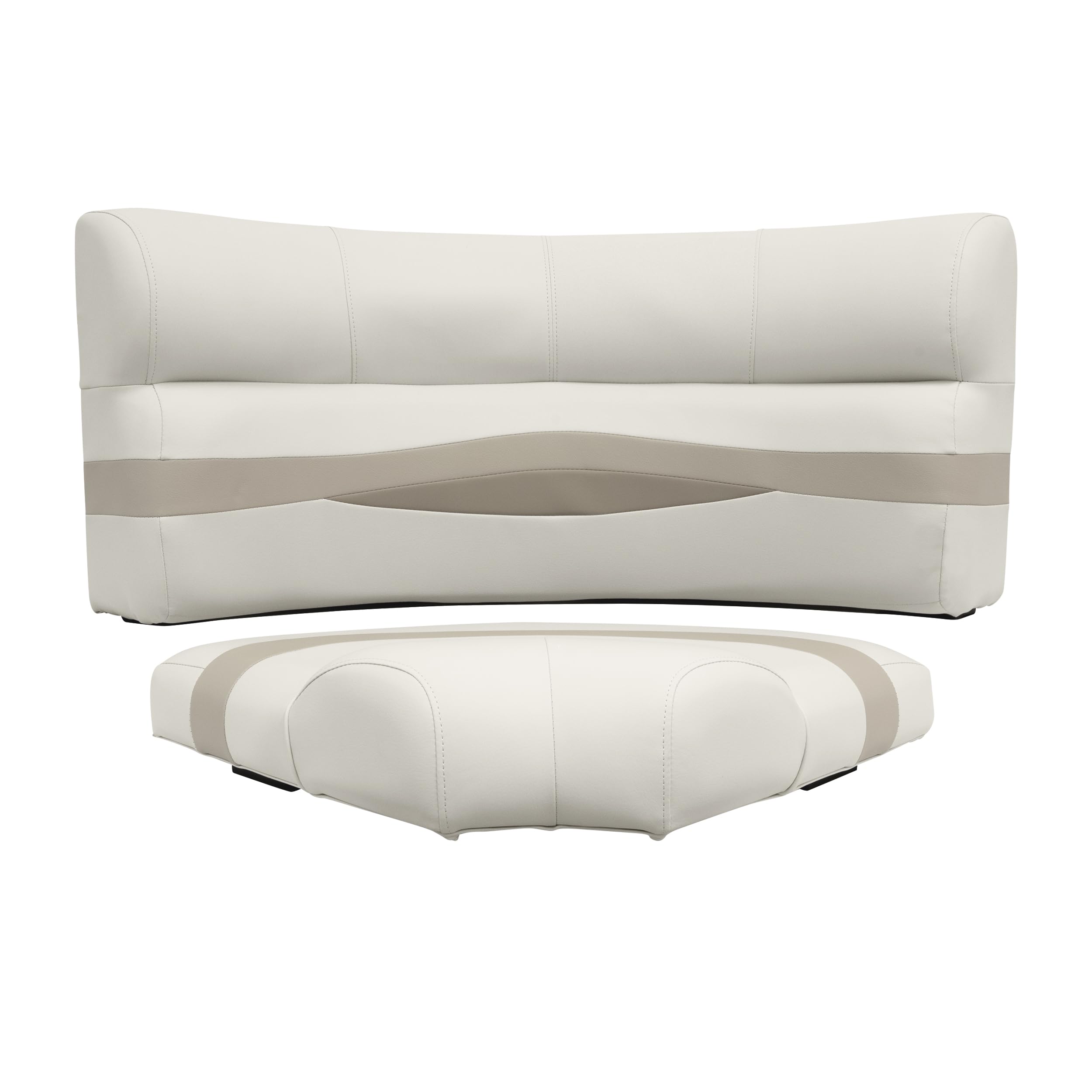 Wise Premier Series BM11002-1066 32" Bow Radius Corner Pontoon Seat Cushion Set, Stone/Mocha Java/Khaki