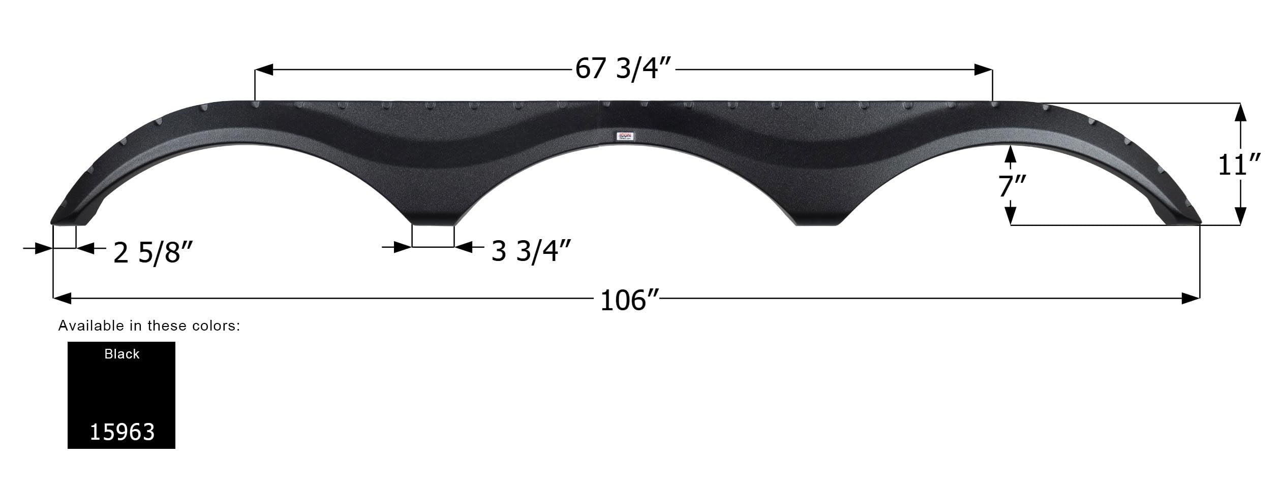 Triple Axle Fender Skirt ICON 15963 for Prime Time - Black