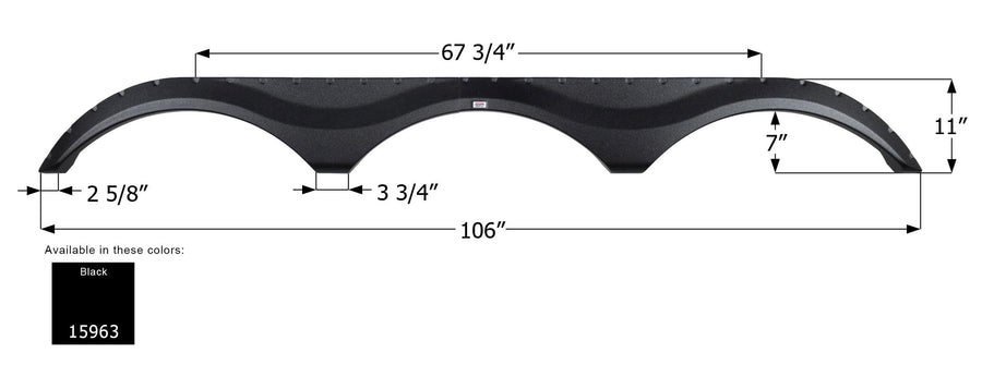 Triple Axle Fender Skirt ICON 15963 for Prime Time - Black
