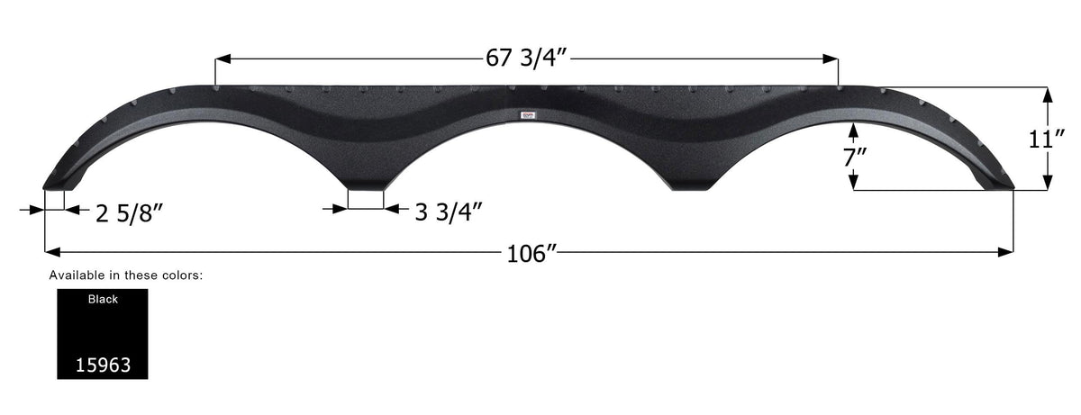 Triple Axle Fender Skirt ICON 15963 for Prime Time - Black