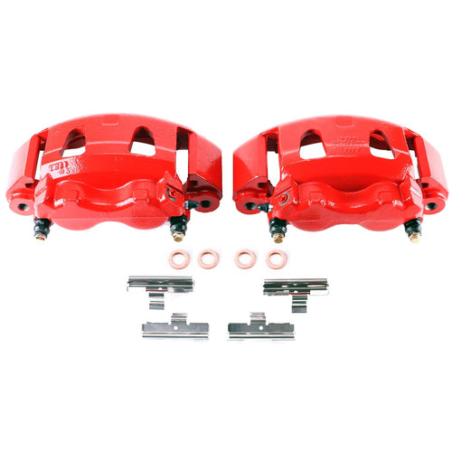 Power Stop S4614 Front Pair of High-Temp Red Powder Coated Calipers For E-350 Econoline, E-350 Econoline Club Wagon, E-450 Econoline Super Duty, E-450 Super Duty, F-250, F-250, F-350 [Model Specific]