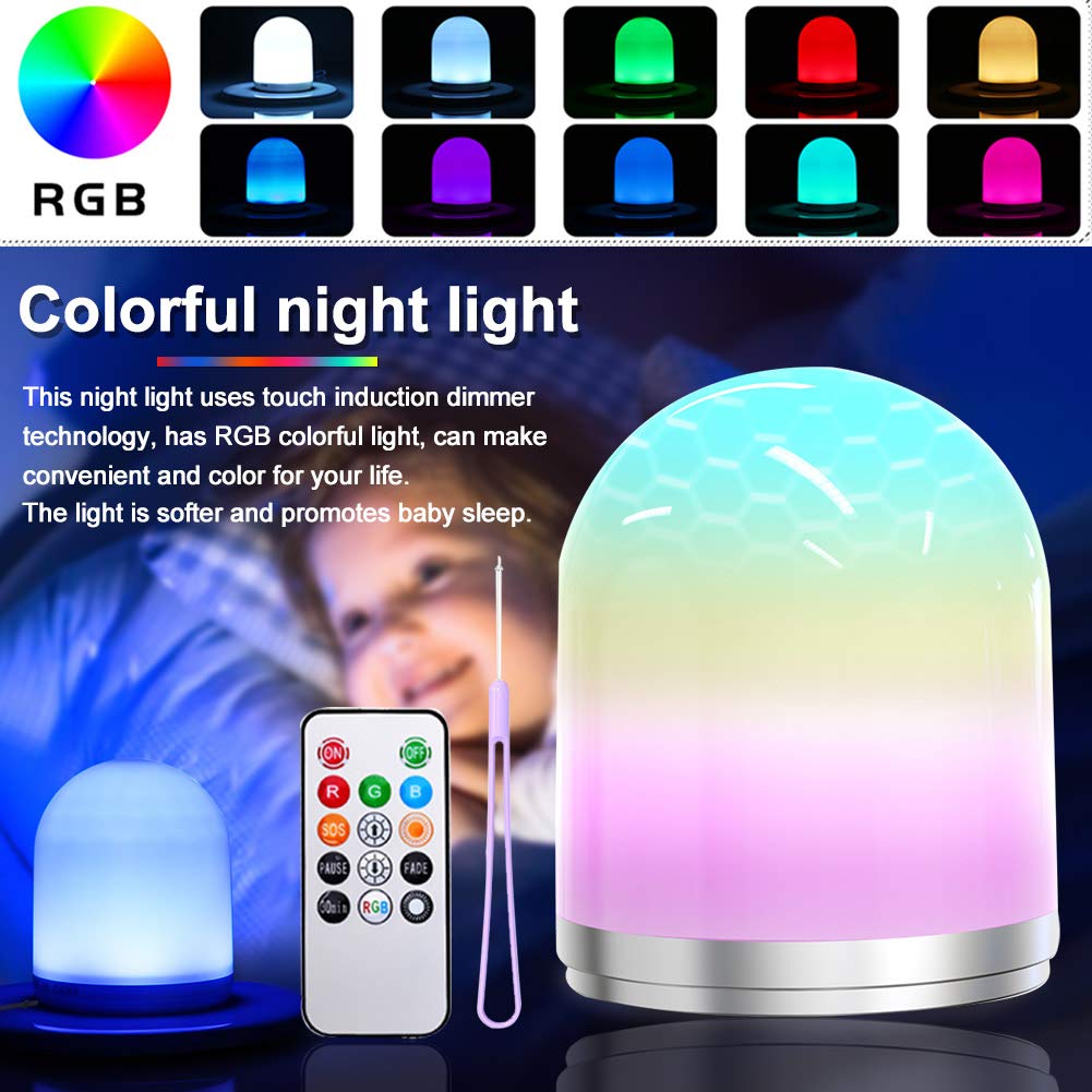 LED Night Light CfoPiryx, Portable Adjustable USB Charging 7 Colors Night Light for Kids, Bedroom Sleeping