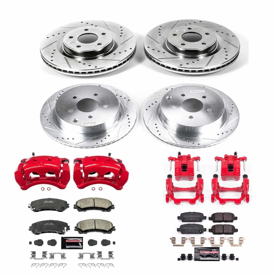Power Stop Z23 KC8006 Front and Rear Brake Caliper Kit-Brake Rotors, Carbon Ceramic Brake Pads, Calipers For INFINITI Q50 2014-2022, INFINITI Q60 2017-2022 [Model Specific]