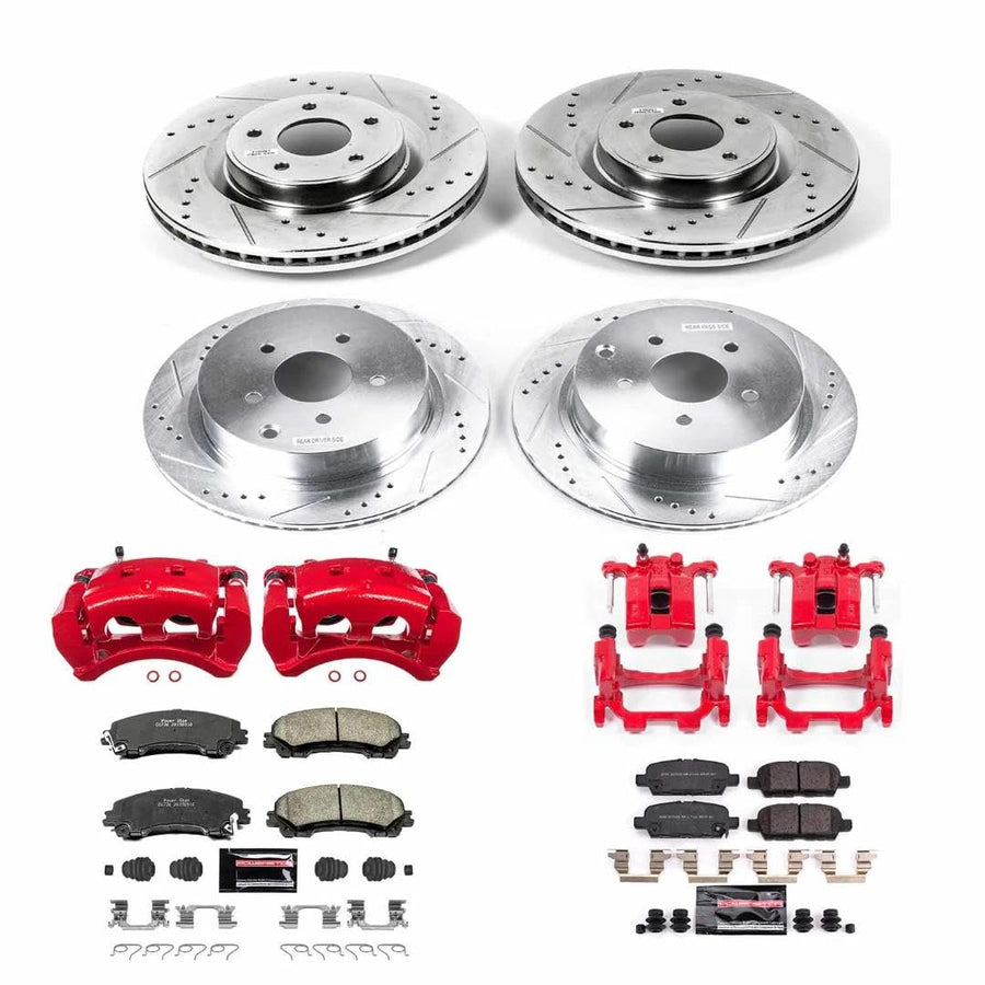 Power Stop Z23 KC8006 Front and Rear Brake Caliper Kit-Brake Rotors, Carbon Ceramic Brake Pads, Calipers For INFINITI Q50 2014-2022, INFINITI Q60 2017-2022 [Model Specific]