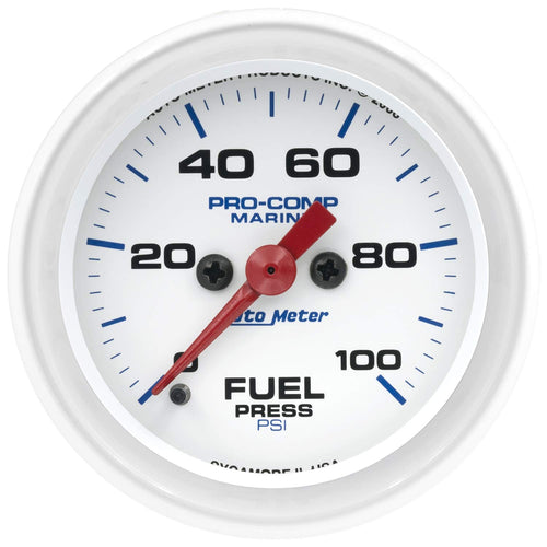 Gauge Auto Meter 200850, Fuel Pressure, 2 1/16", 100Psi, Digital Stepper Motor, Marine White