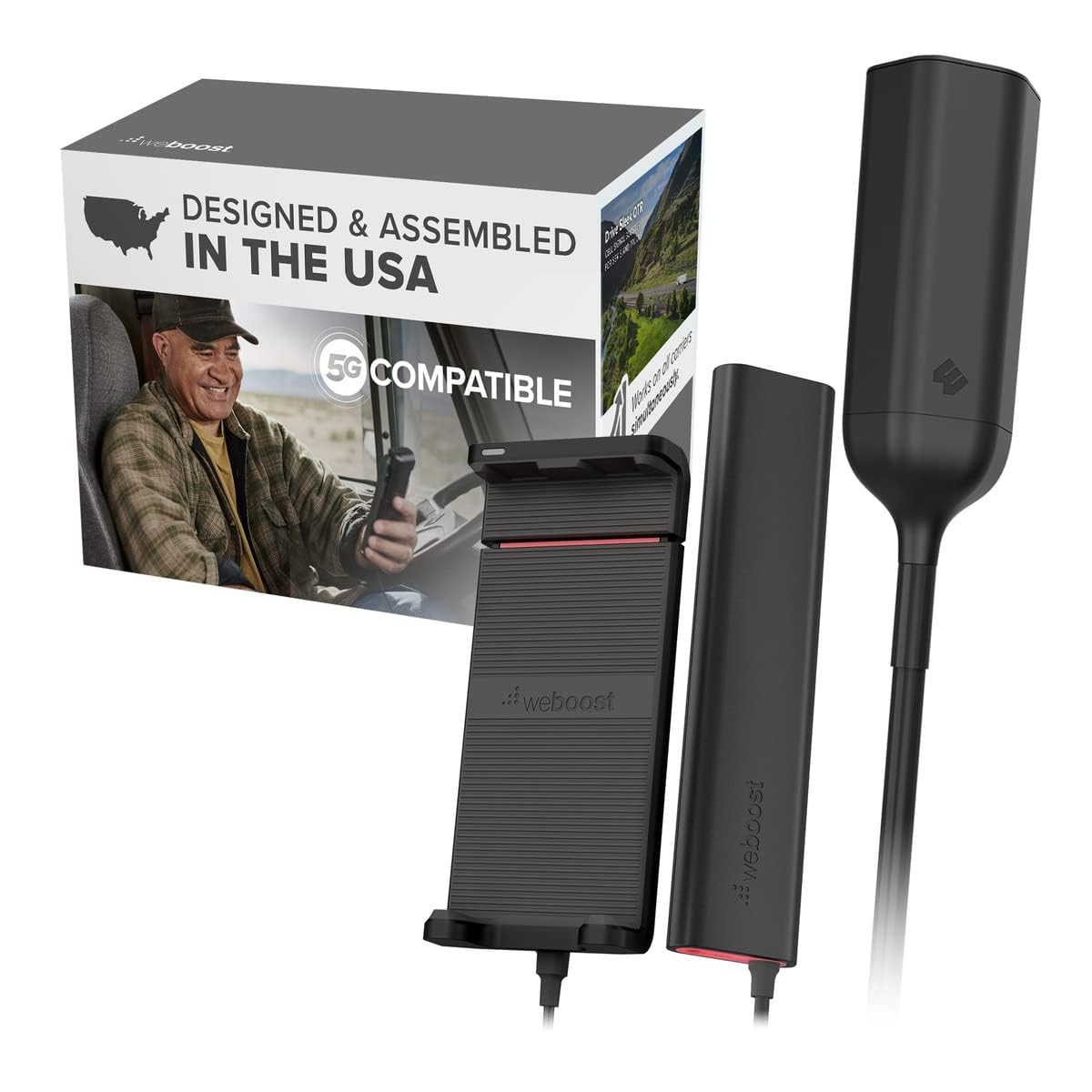 Drive Sleek OTR weBoost - Model 470235 - Portable Signal Booster for Semi-Trucks - 5G & 4G LTE Cell Service Booster - Works with All US Carriers - FCC-Approved