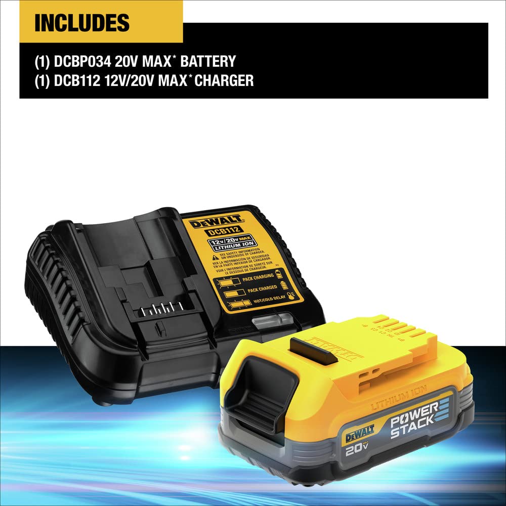 20V MAX* DEWALT Starter Kit with POWERSTACK Compact Battery and Charger (DCBP034C)