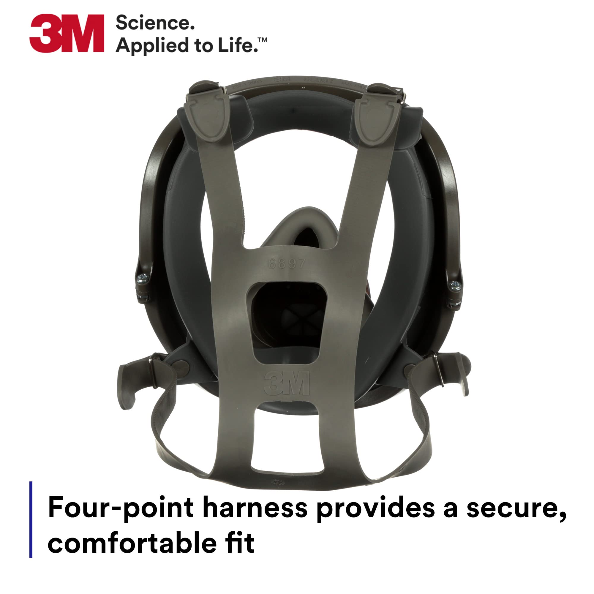3M Reusable Full Facepiece Respirator 6700, NIOSH, Large Lens, ANSI High Impace Eye Protection, Silicone Face Seal, Four-Point Harness, Comfortable Fit, Painting, Dust, Chemicals, Small