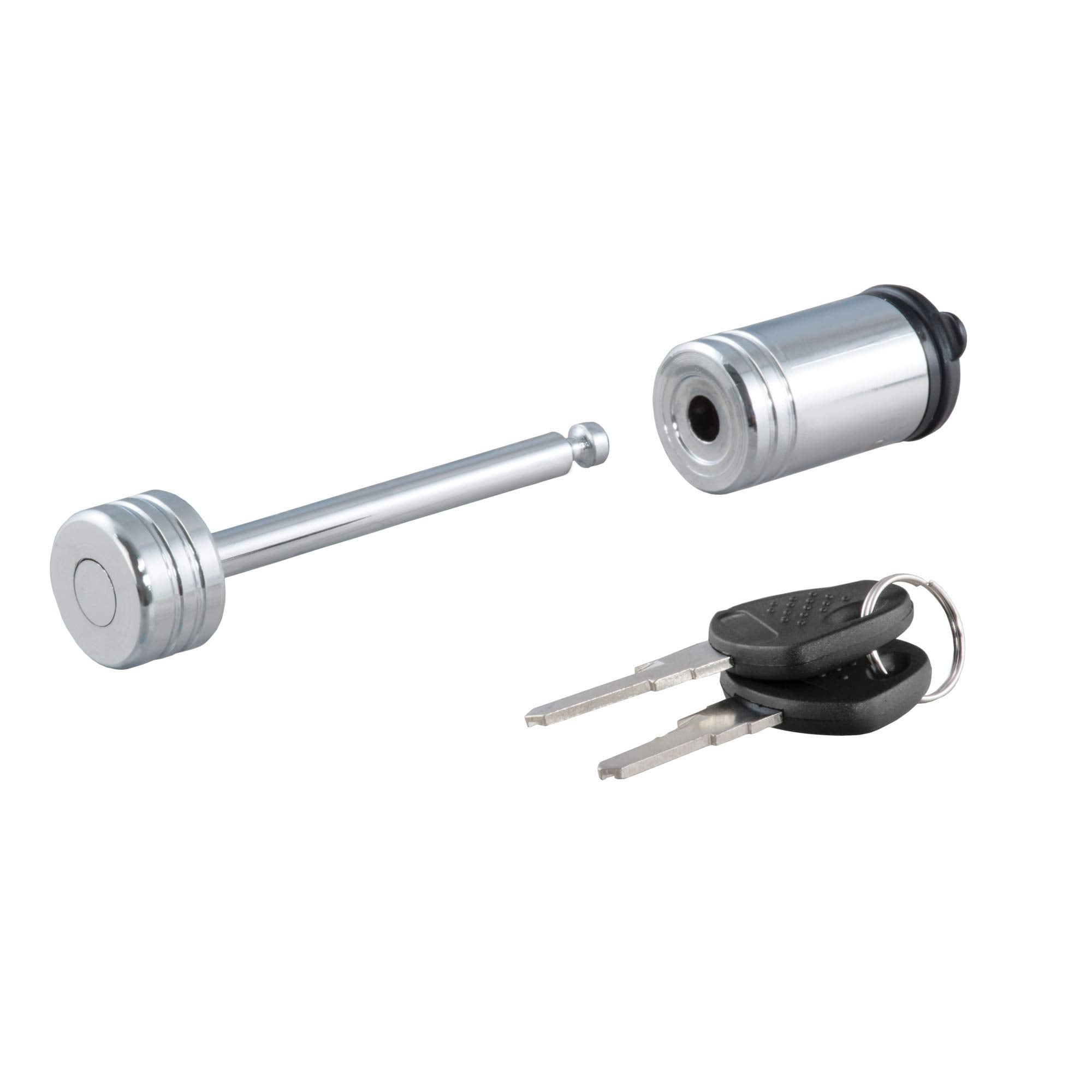 CURT Chrome Trailer Tongue Coupler Lock, 1/4-Inch Pin Diameter, Span Up to 2-1/2-Inch