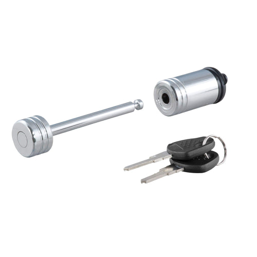 CURT Chrome Trailer Tongue Coupler Lock, 1/4-Inch Pin Diameter, Span Up to 2-1/2-Inch