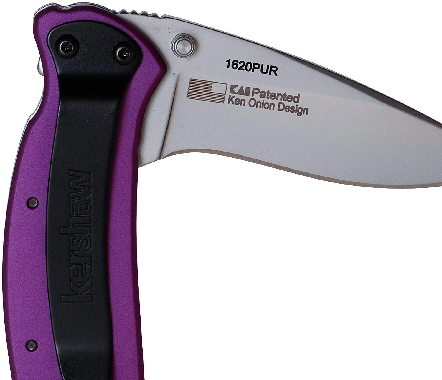 Kershaw Purple Scallion Folding Knife (1620PUR), 2.4 Bead-Blasted 420HC Steel Blade, Anodized Aluminum Handle, SpeedSafe Assisted Open, Flipper, Liner and Tip Lock, Single-Position Pocketclip; 2.5 OZ
