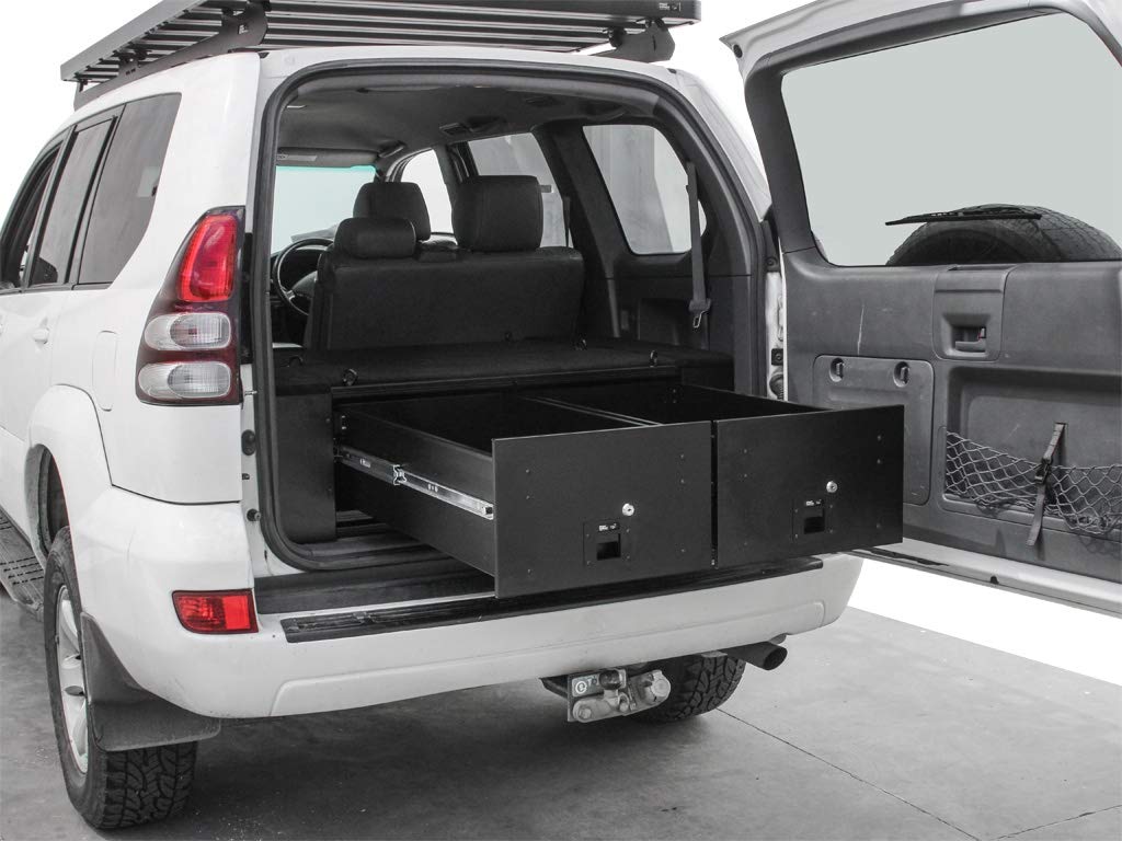 Drawer Kit Front Runner Compatible with Prado 120/Lexus GX470 - Two Heavy Duty Compartment and Trunk Car Organizer Storage (Black)