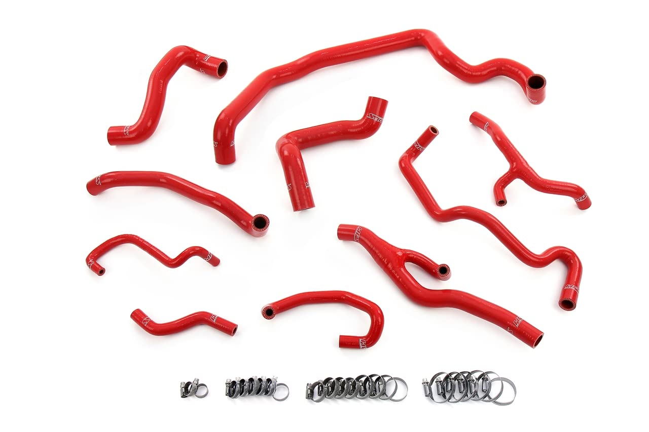 HPS Performance Silicone Red Radiator, Heater, Water Pump, Expansion Tank Coolant Hoses Compatible for 2011-2015 Mini Cooper 1.6L Turbo (N18) Auto Trans, 57-1998-RED