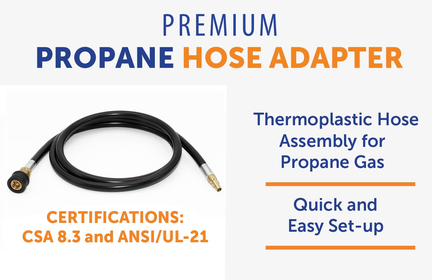 Flame King Dual Quick Connect Hose, RV, Van, Trailer, LP Gas Only, 72 Inch, 1/4 Inch ID - 100395-72, Black