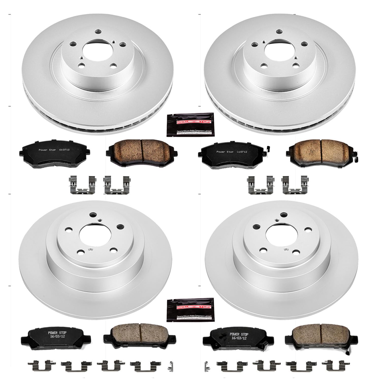 Power Stop CRK2748 Brake Rotor & Coated Ceramic Brake Pads- front & rear For Subaru Baja 2004-2006 [Vehicle Specific]