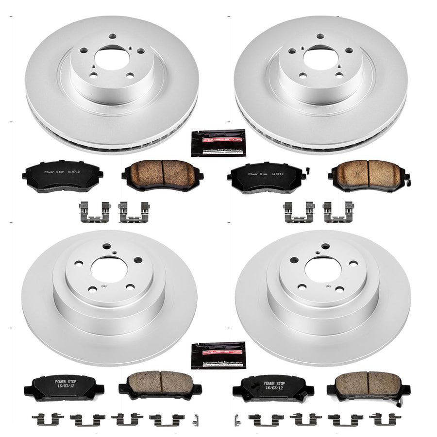 Power Stop CRK2748 Brake Rotor & Coated Ceramic Brake Pads- front & rear For Subaru Baja 2004-2006 [Vehicle Specific]