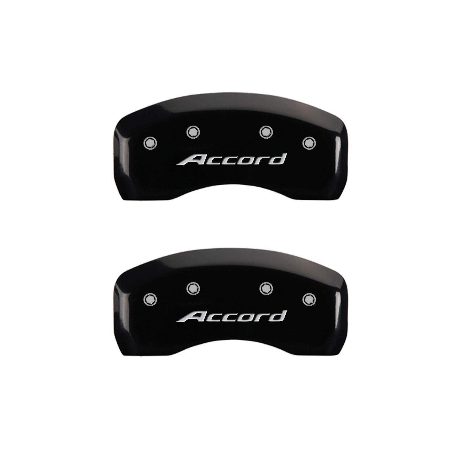 MGP Caliper Covers Black Powder Coat Finish 20107SACCBK Engraved Caliper Cover with Silver Characters, Set of 4 "Honda/Accord"