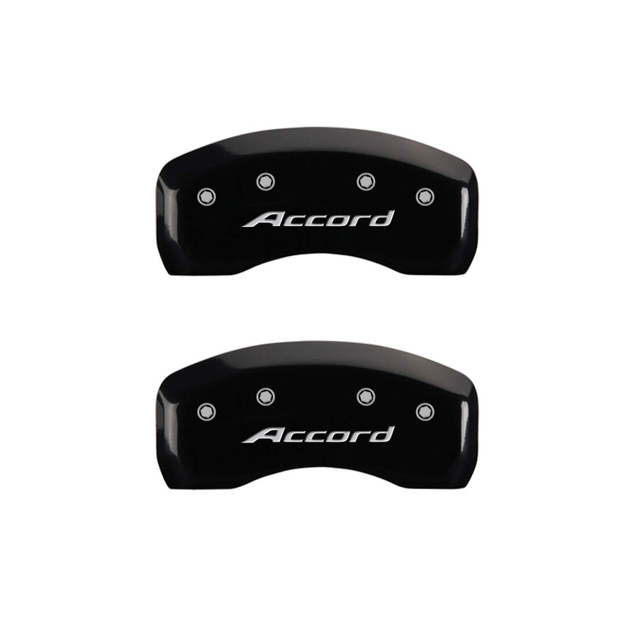 MGP Caliper Covers Black Powder Coat Finish 20107SACCBK Engraved Caliper Cover with Silver Characters, Set of 4 "Honda/Accord"