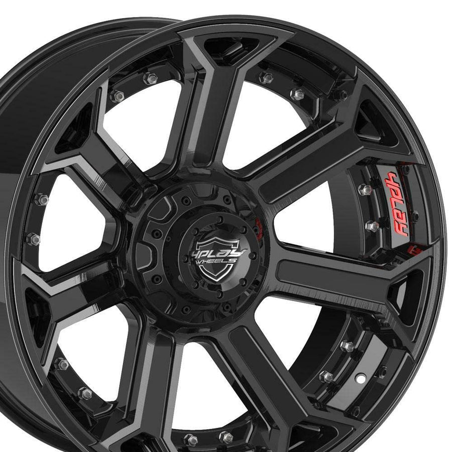 4PLAY Wheels 4P70-22100-6D55-18BBT Painted Brushed Black Wheel (22 x 10. inches /6 x 135 mm, -18 mm Offset)