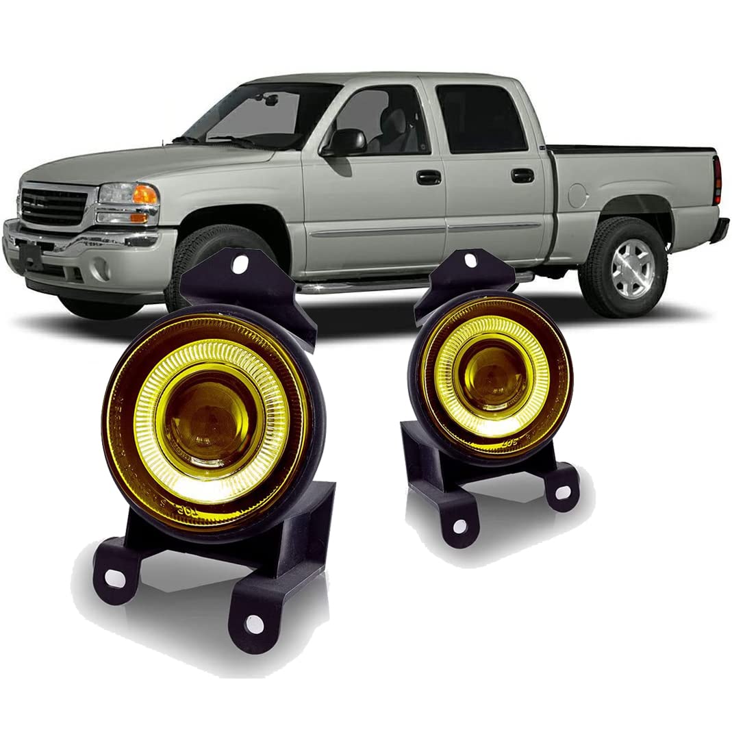 Winjet Performance Fog Lights for GMC [2002-2006 Sierra Denali] [2000 2001 2002 2003 2004 2005 2006 Yukon Denali] [1992-1999 Pontiac Bonneville] Driving Halo Ring Projector