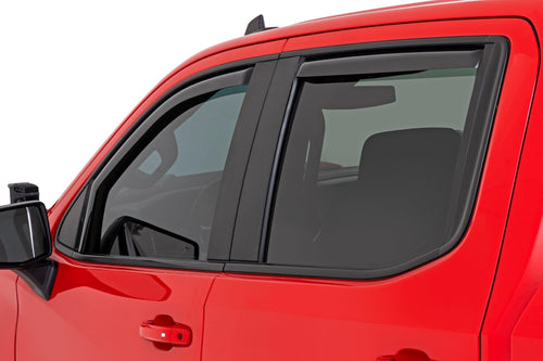 Rough Country Window Rain Guards in-Channel for Chevy Silverado & GMC Sierra 1500/2500HD/3500HD Crew Cab (2019-2025) - Low Profile Window Visors, 4-Pc Rain Guard for Trucks