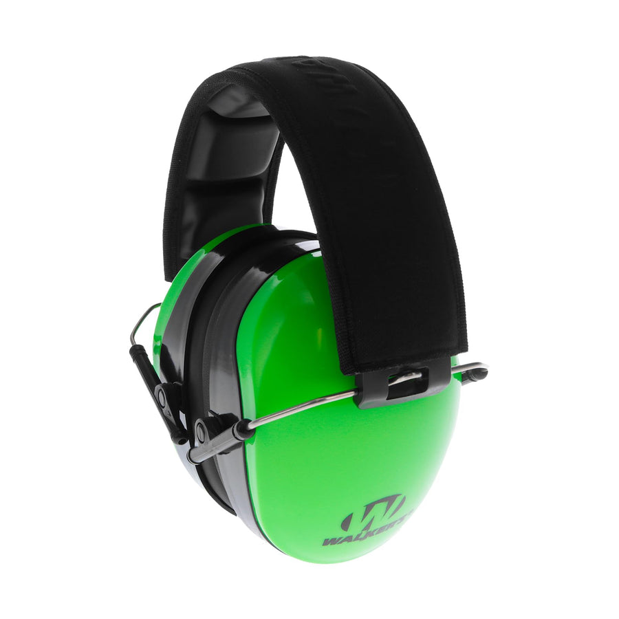 Walker's Passive Dual Colored Muff - Compact Folding Lightweight 26dB NRR Hunting Gun Range Shooting Hearing Protection Muff w/Padded Headband & PVC Earpads, Hi-Vis Green