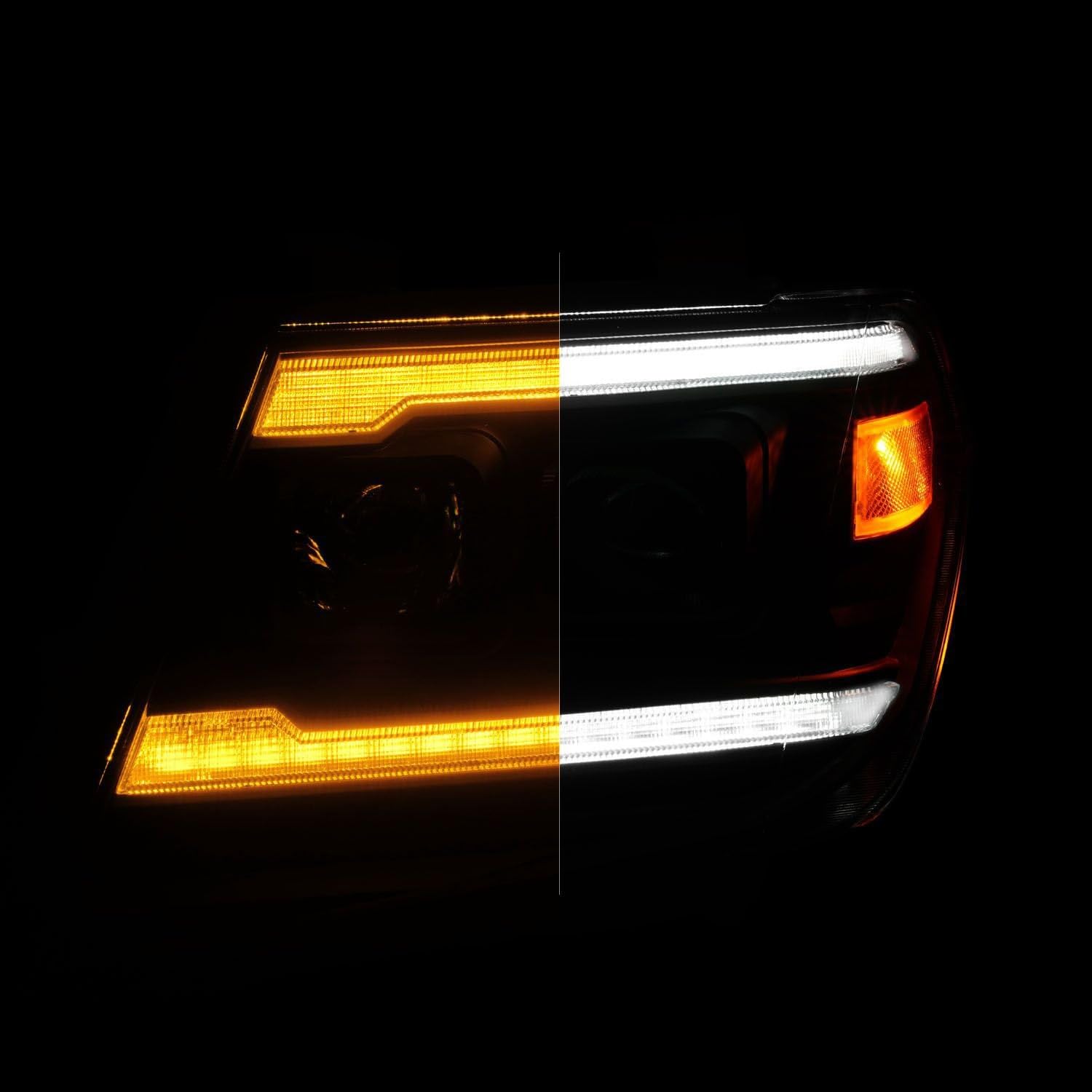 Black ANZO Projector Headlights With Sequential LED DRL