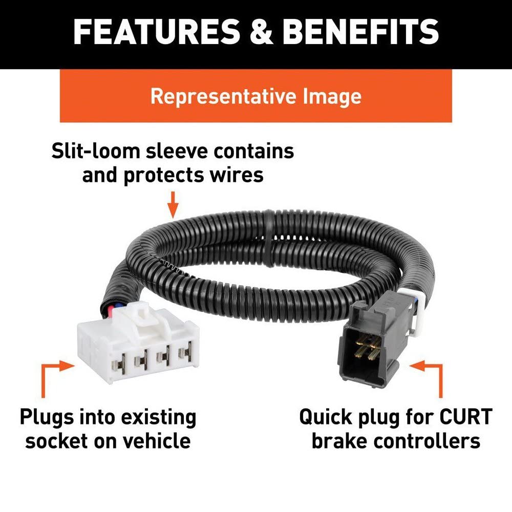 CURT Quick Plug Electric Trailer Brake Controller Wiring Harness, Select Atlas Volkswagen, Cross Sport, ID.4 with Factory Tow Package
