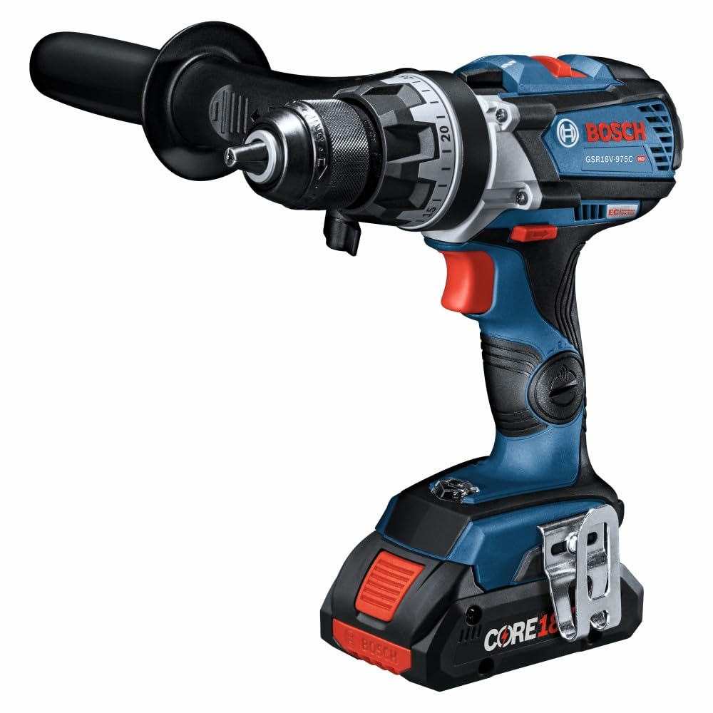18V Brushless Connected-Ready BOSCH GSR18V-975CB25 1/2 In. Drill/Driver Kit with (2) CORE18V 4 Ah Advanced Power Batteries