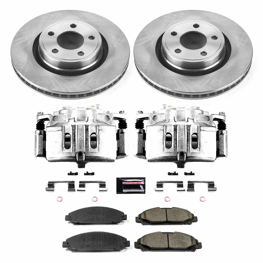 Power Stop Autospecialty KCOE6809 Front Caliper Brake Kit- Brake Rotors, Ceramic Brake Pads and Brake Calipers For Ford Mustang 2015-2020 [Model Specific]
