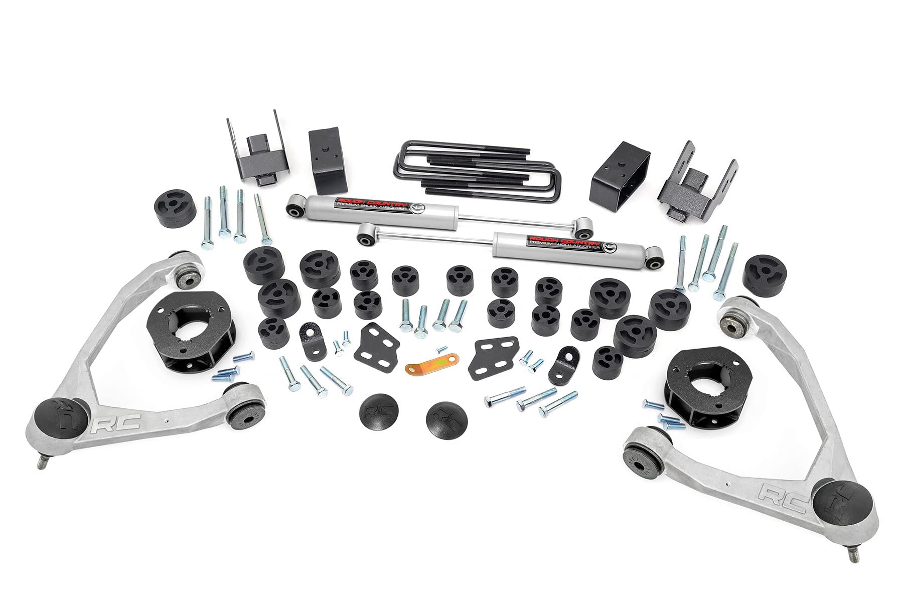 Rough Country 4.75" Combo Lift Kit for Chevy Silverado & GMC Sierra 1500 (2007-2013) 2WD - Silver Control Arms