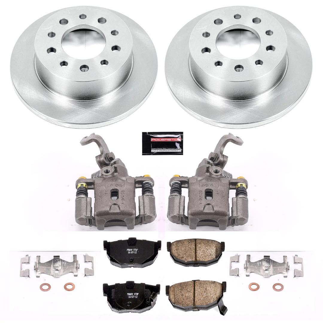 Power Stop KCOE170 Replacement Autospeciality Rear Caliper Kit- OE Rotors, Ceramic Brake Pads, Calipers For Hyundai Tiburon 2003 [Model Specific]
