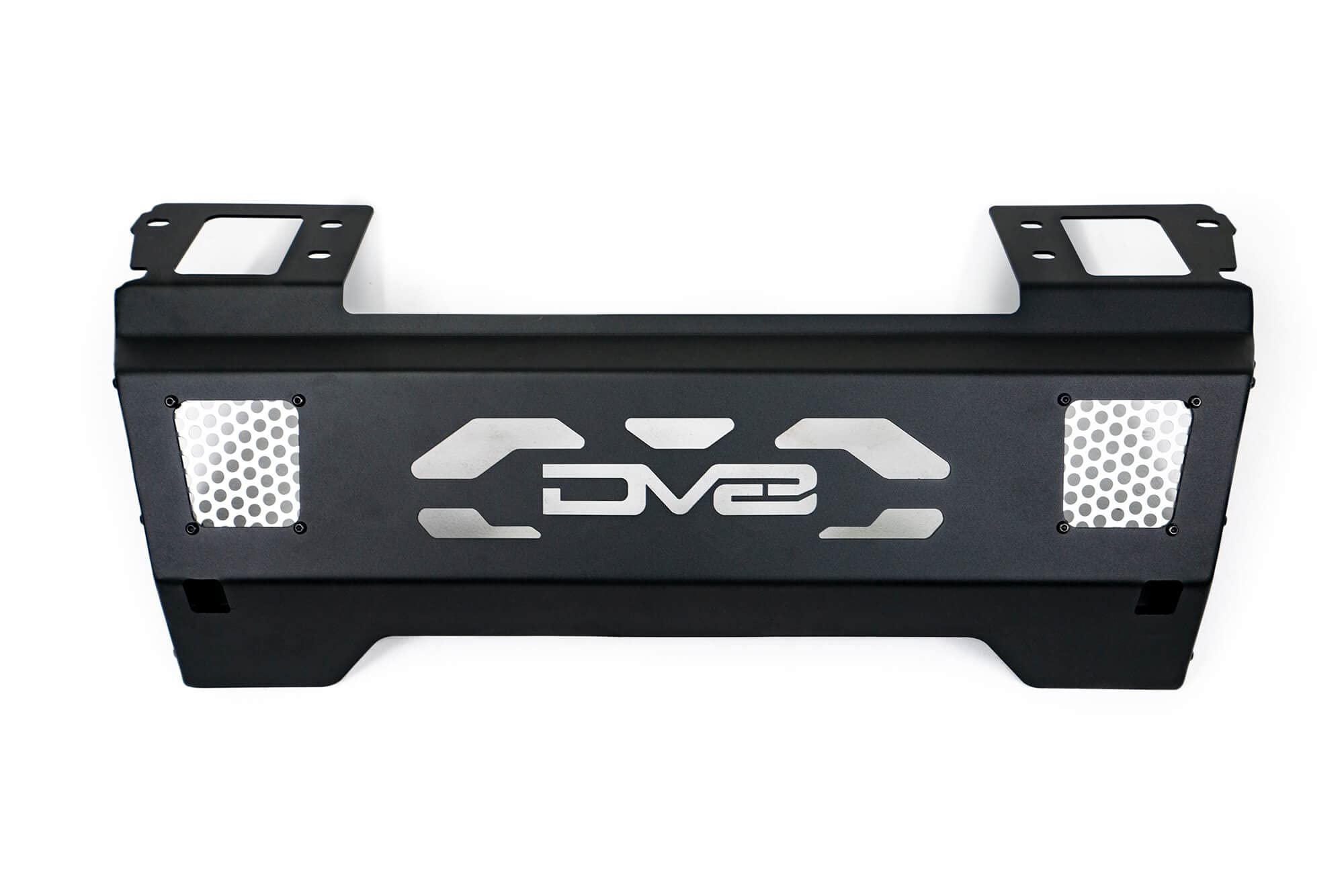 Steel Front Skid Plate DV8 Offroad for 2021-2025 Ford Bronco | Protects Front Underbody | Paintable Aluminum Inserts | Bolt-on Installation | Black Finish