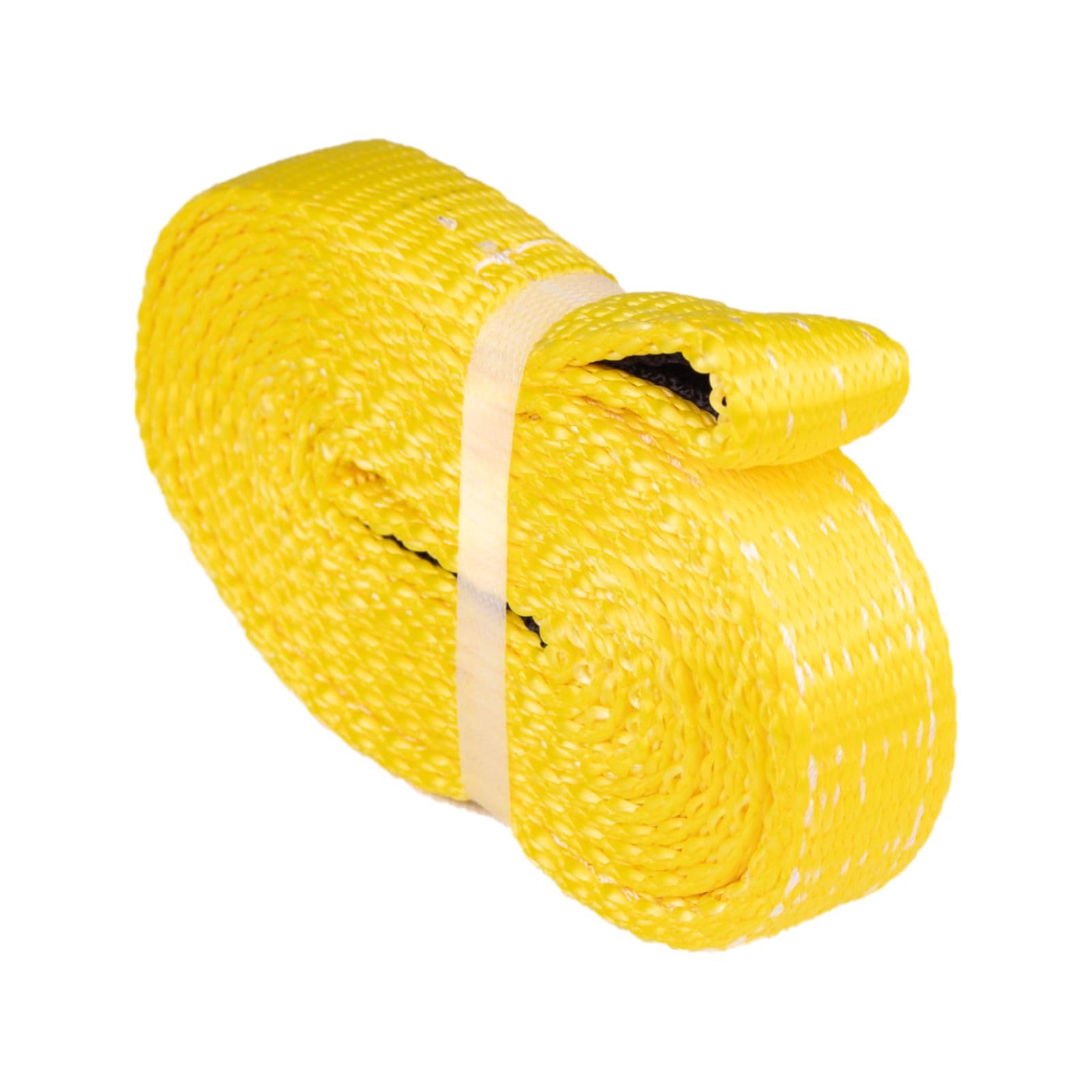 Mile Marker Single 19108 Yellow 1″ x 8′ ATV Tow Strap - Designed for Strength & Durability - Rated to 7,200 lbs. - Reinforced Eyelet on Each End - Worry Free Storage