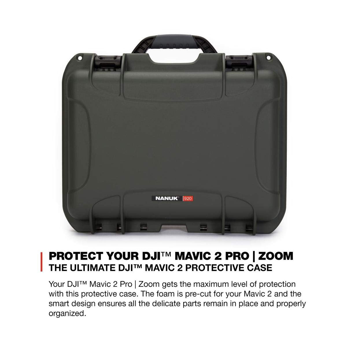 Nanuk Hard-Shell 920 Carrying Case with Foam Insert for DJI Mavic 2 Pro and Zoom, Olive