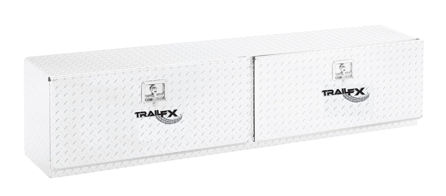 TrailFX Tool Box Truck Bed Top Mount With 2 Doors Polished 16-Gauge Diamond Tread Aluminum 11.7 Cubic Foot Capacity, 90" Length x 13-1/4" Width 17" Height Bright Finish TrailFX 170901