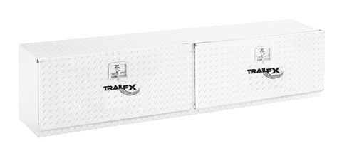 TrailFX Tool Box Truck Bed Top Mount With 2 Doors Polished 16-Gauge Diamond Tread Aluminum 11.7 Cubic Foot Capacity, 90" Length x 13-1/4" Width 17" Height Bright Finish TrailFX 170901