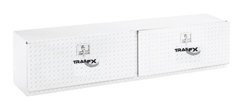 TrailFX Tool Box Truck Bed Top Mount With 2 Doors Polished 16-Gauge Diamond Tread Aluminum 11.7 Cubic Foot Capacity, 90" Length x 13-1/4" Width 17" Height Bright Finish TrailFX 170901