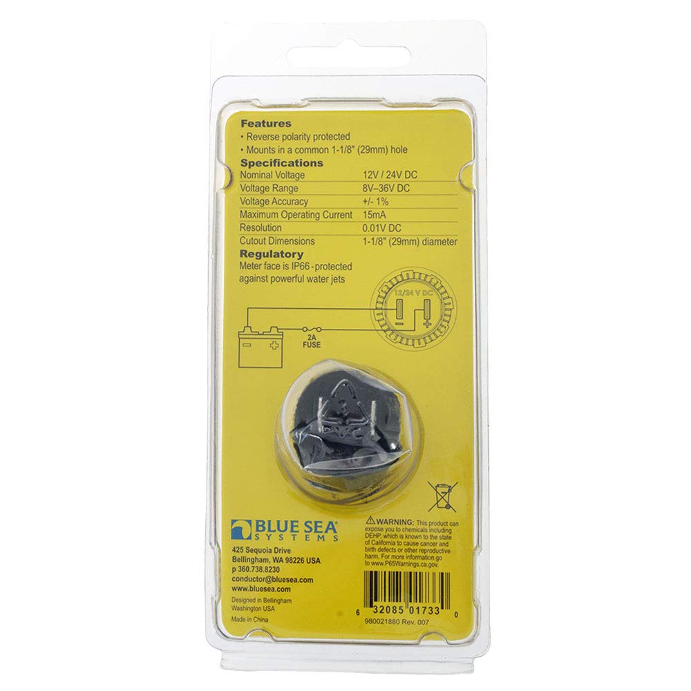 Mini OLED DC Voltmeter, Blue Sea Systems 1733 Yellow