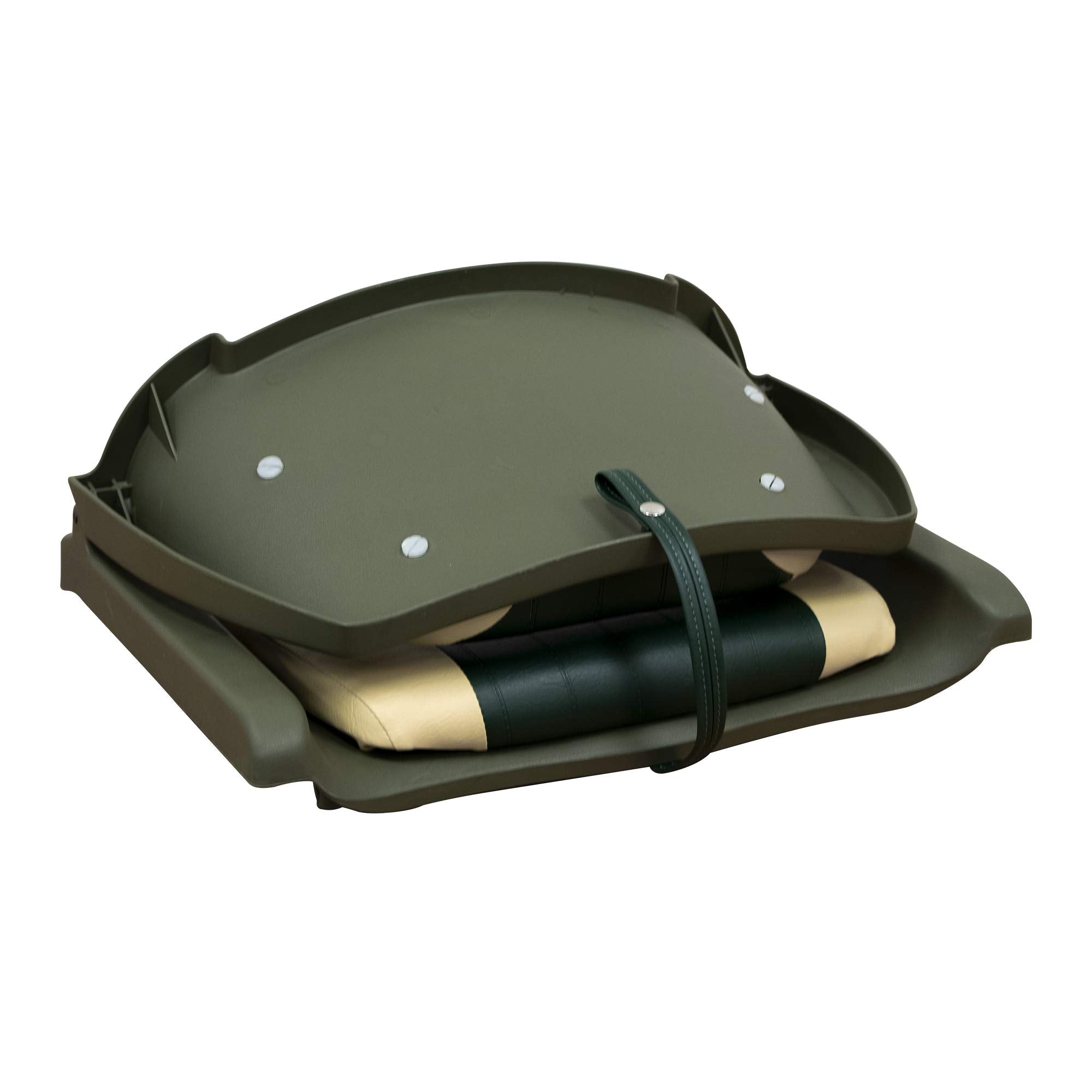 Molded Fishing Boat Seat Wise 8WD139LS-011 with Marine Grade Cushion Pads, Green Shell, Green/Sand Cushion